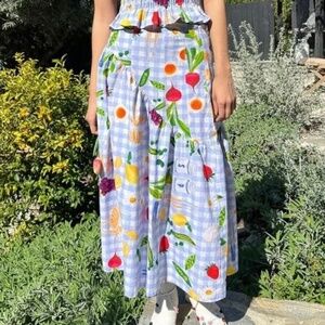 Lisa Says Gah Blue Checkered Midi Skirt